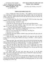 Thông báo mời chào giá mua sắm VTCN phát sinh số 4047/TB - LDA
